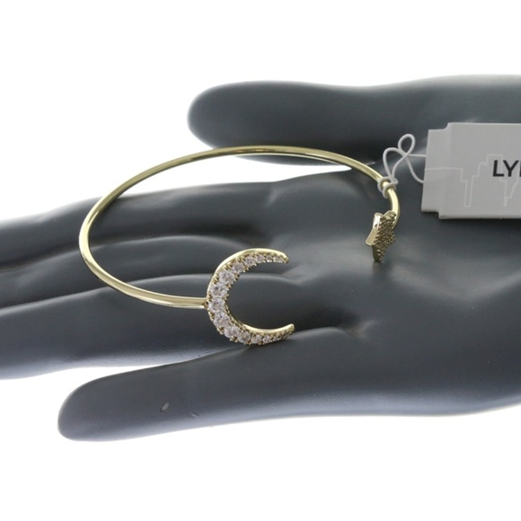 Lydell gold & crystal moon & star bangle bracelet - Picture 3 of 4